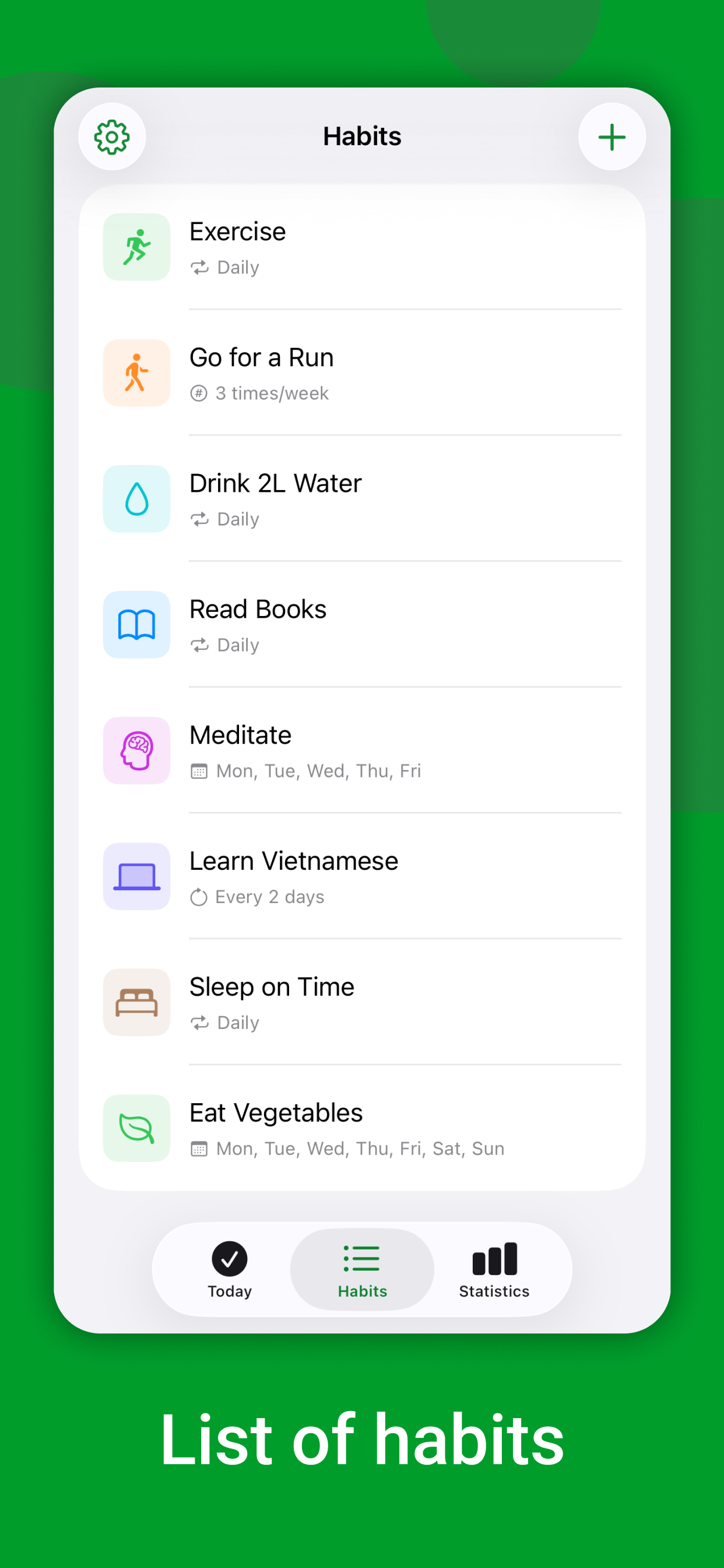 Habit Tracker habits screen