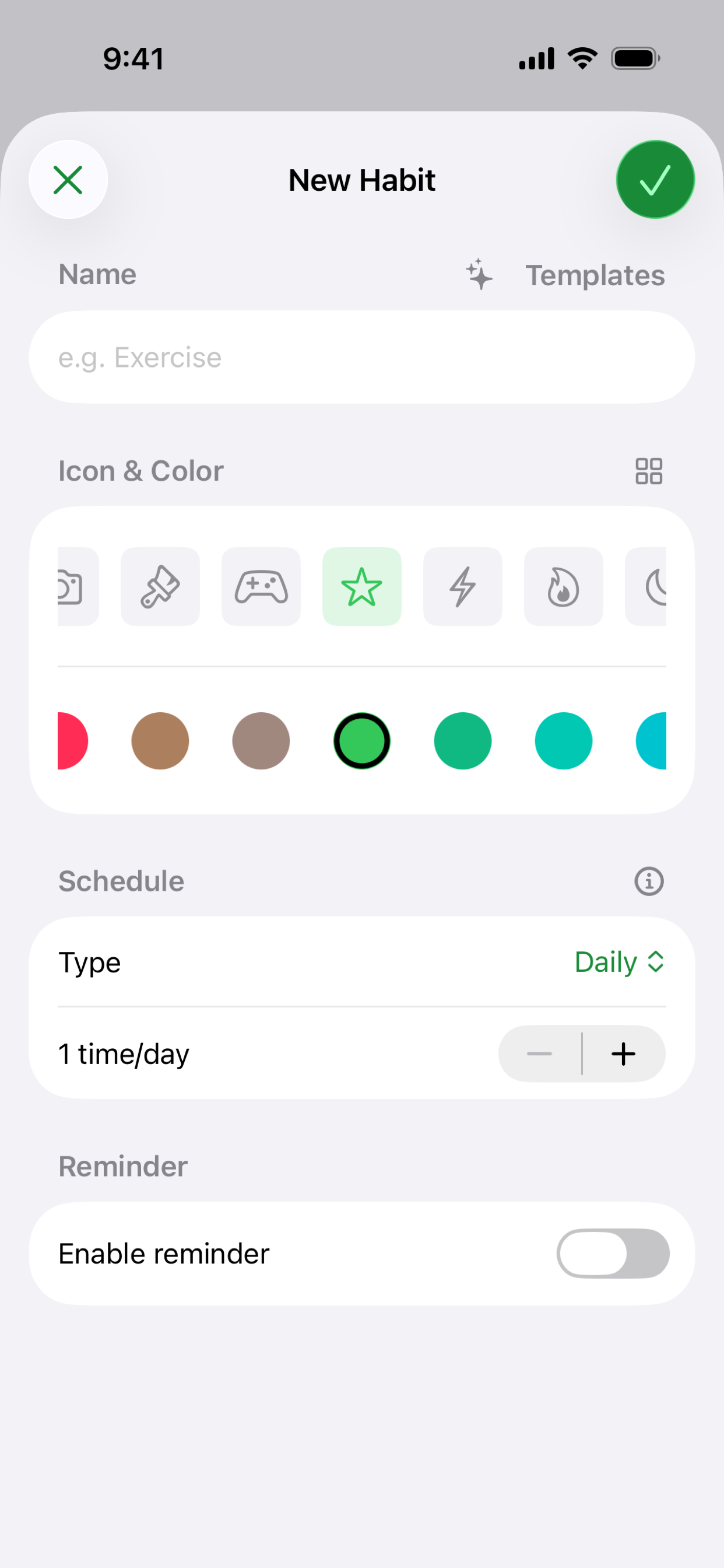 Habit new habit screen