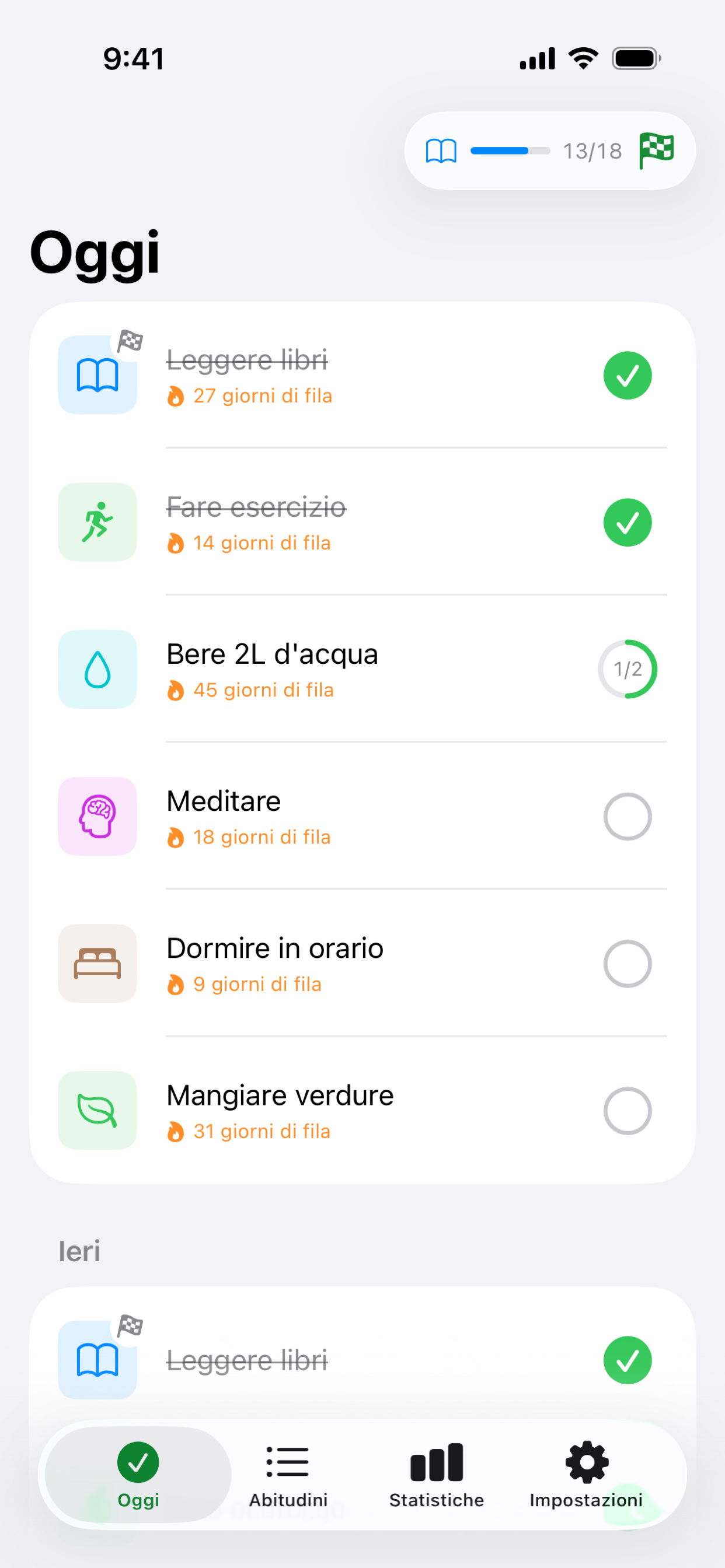 Schermata Oggi di Habit